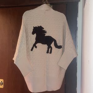 Anthropologie knit cardigan with horse design. Brand new, never worn.